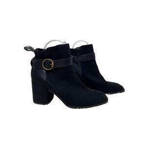 Vionic Comfort Ankle Boots Size 6.5 Block Heel Buckle Orthotic Work Shoes